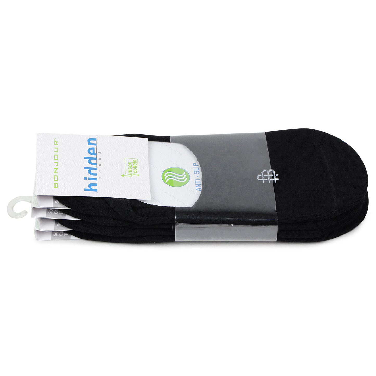 Unisex Cotton Footlets Socks In Black -Pack Of 4
