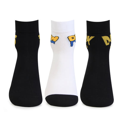 Men Multicolored Designer Ankle Bold Socks - Pack of 3