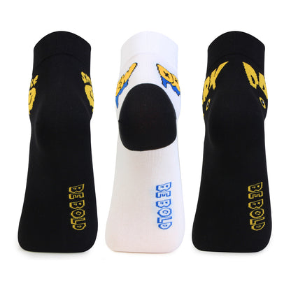 Men Multicolored Designer Ankle Bold Socks - Pack of 3