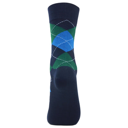 Men's Cotton Argyle Designer Signature Socks - Navy