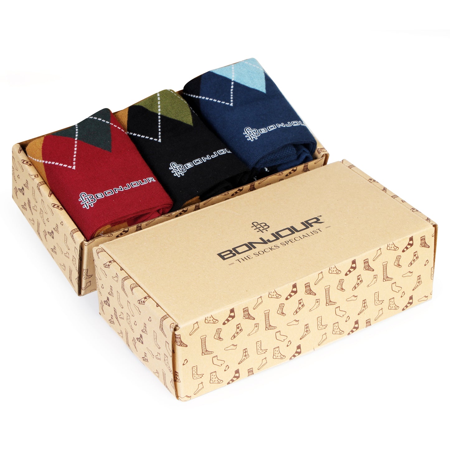 Men Cotton Scottish Collection Ankle Socks - Pack of 3