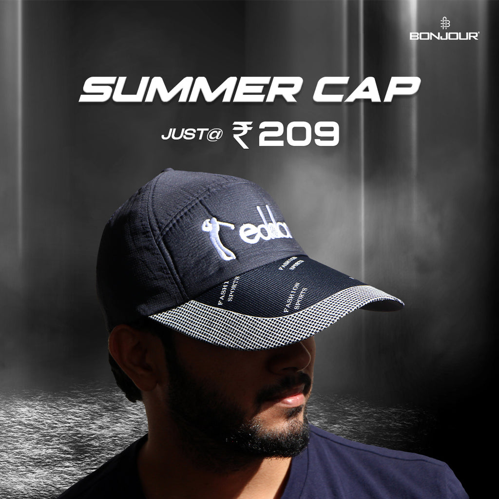 Fashionable Cotton Adjustable Summer Sports Cap with Stylish Brim For Men - Navy