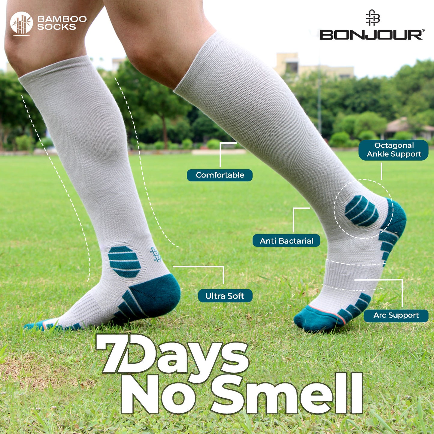 Grey Bamboo Compression Socks - Pack of 1