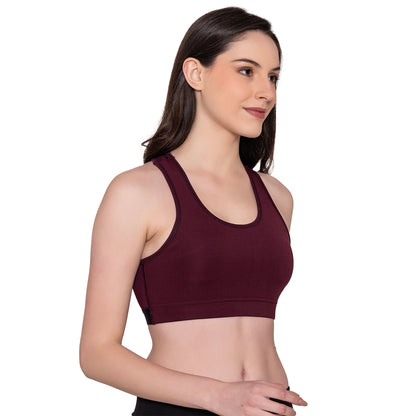 Women's Wirefree Padded Full Coverage Sports Bra - Wine
