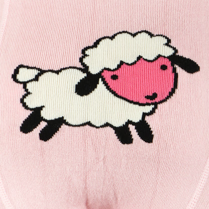 Fancy knitted Sheep Print Tights for Baby Girls & Baby Boys - Baby Pink