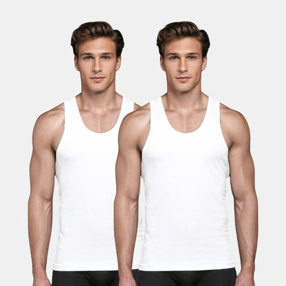 Men's Cotton White Ultra Soft Undershirt Vest- Pack Of 2