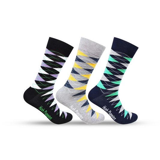 Hush Puppies Men's Multicolored Crew Socks -  Pack of 3