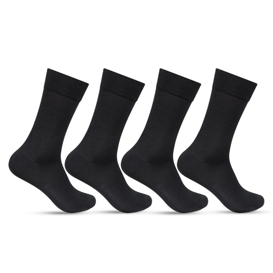 Men Black Cotton Plain Full-Length Socks - Pack of 4