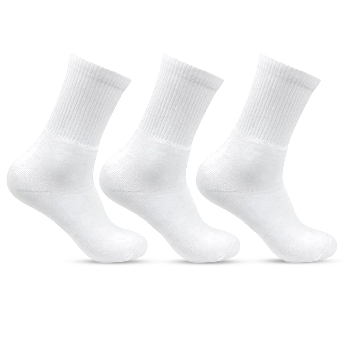 Men Cushioned White Joggers Crew Sports Socks- Pack of 3