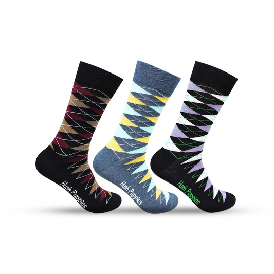 Hush Puppies Men's Multicolored Crew Socks - Pack of 3