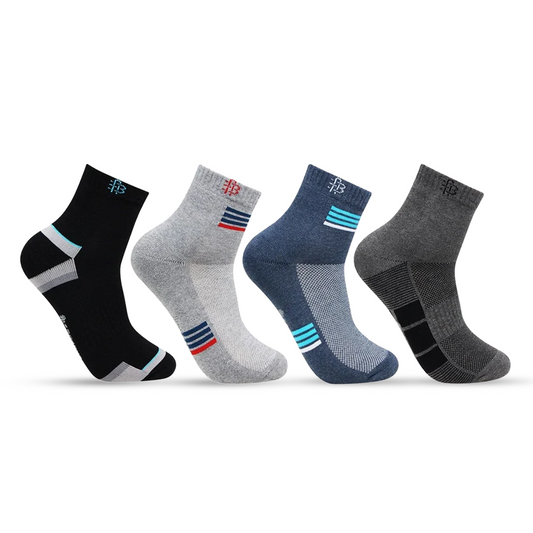 Men Cushioned Ankle Length Athletic Sports Socks -Pack Of 4