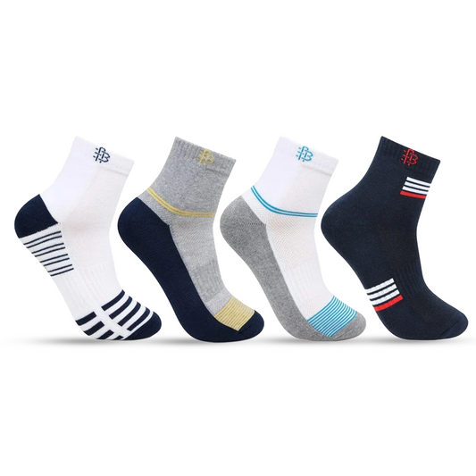 Men Cushioned Ankle Length Sports Socks -Pack Of 4