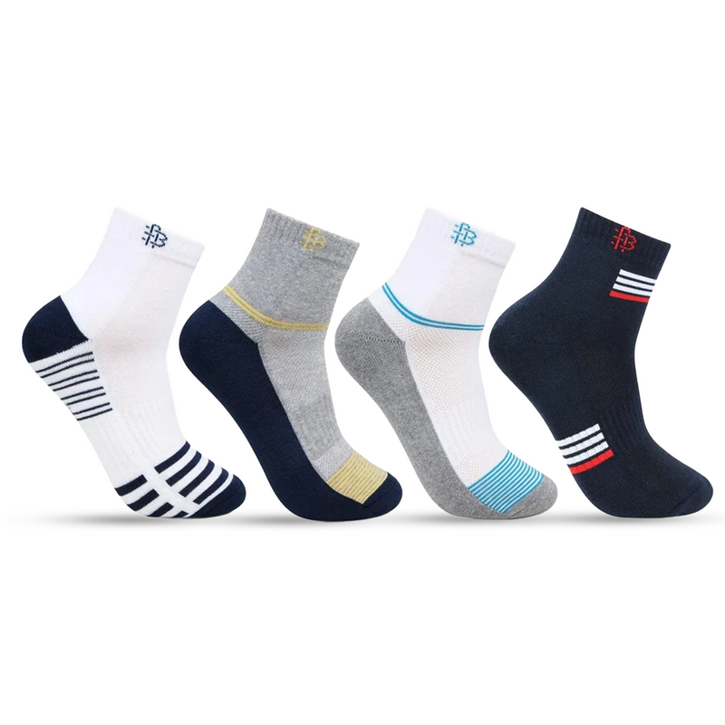 Men Cushioned Ankle Length Sports Socks -Pack Of 4
