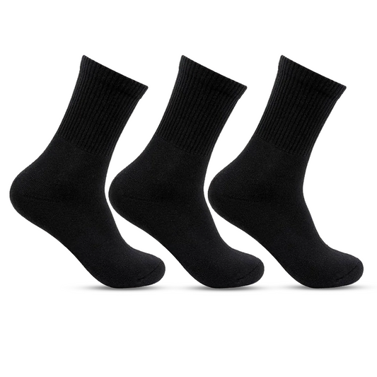 Men Cushioned Black Joggers Crew Length Sports Socks- Pack of 3