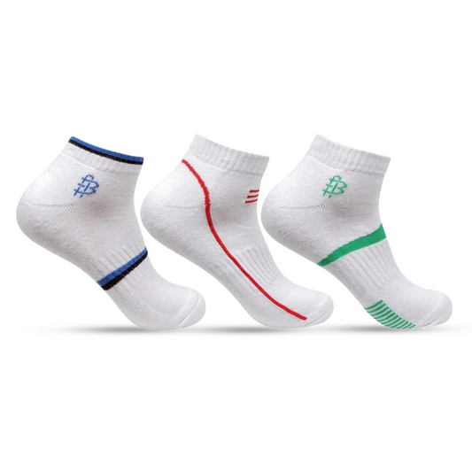 Men Cushioned White Secret Length Sports Socks- Pack of 3