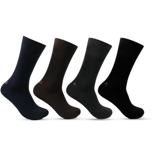 Men Cotton Odour Free Multicolored Plain Socks- Pack of 4