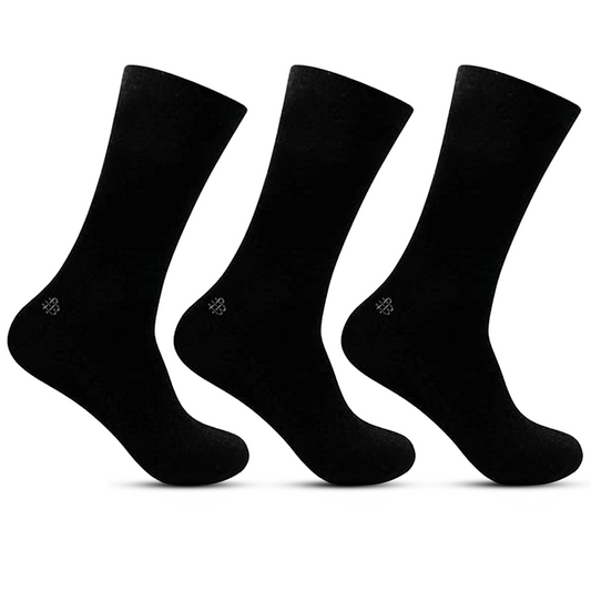 Men's Cotton Odour Free Black Plain Full Length Socks- Pack of 3