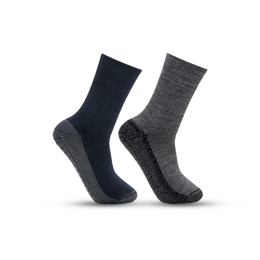 Woolen Gripper (Anti-Skid) Indoor Socks for Men (Color:- Anthra & Navy)