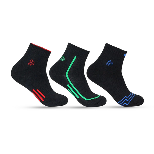 Men Cushioned Black Ankle Sports Socks- Pack of 3