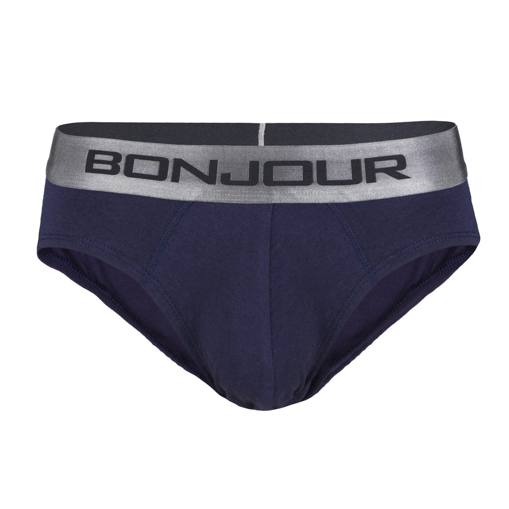 Men's Low-Rise Premia Cotton Briefs With Elasticated Band - Navy
