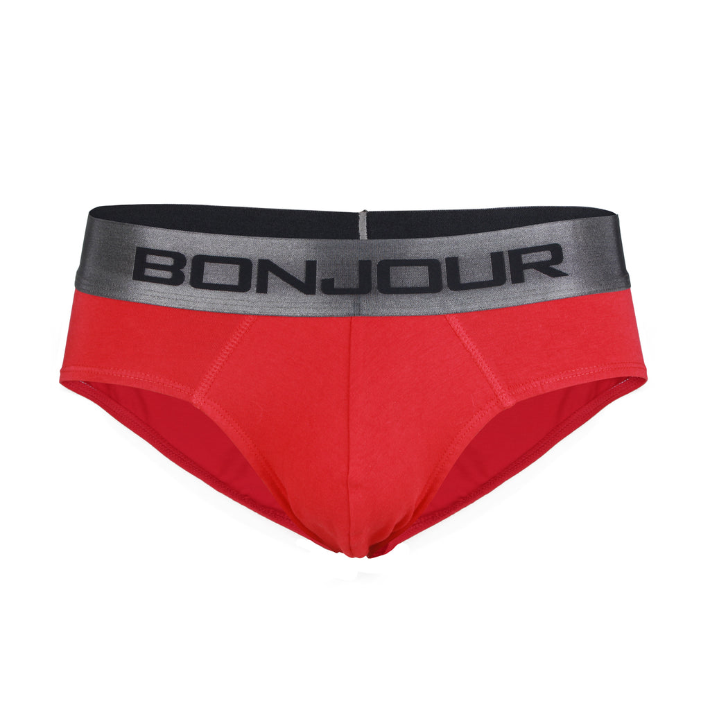 Men's Low-Rise Premia Cotton Briefs With Elasticated Band - Red