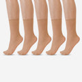Women's & Girls' Sheer Matte Ankle High Socks - Skin (Pack of 5)