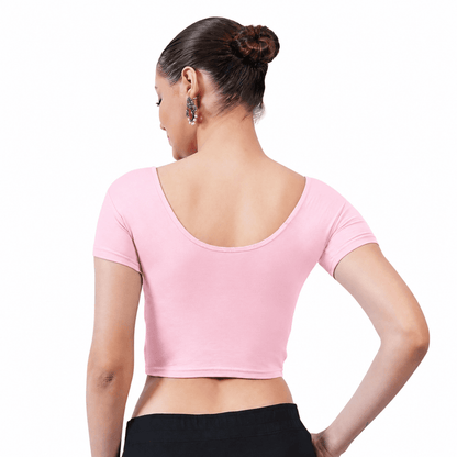 Vami Women's Cotton Stretchable Readymade Blouses - Light Pink