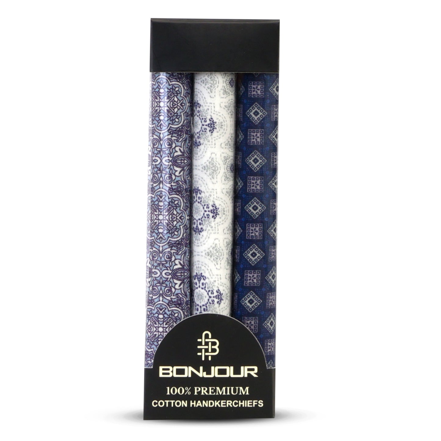 Silcora Men’s Cotton Handkerchiefs Pack of 3 (Color & Print May Vary)