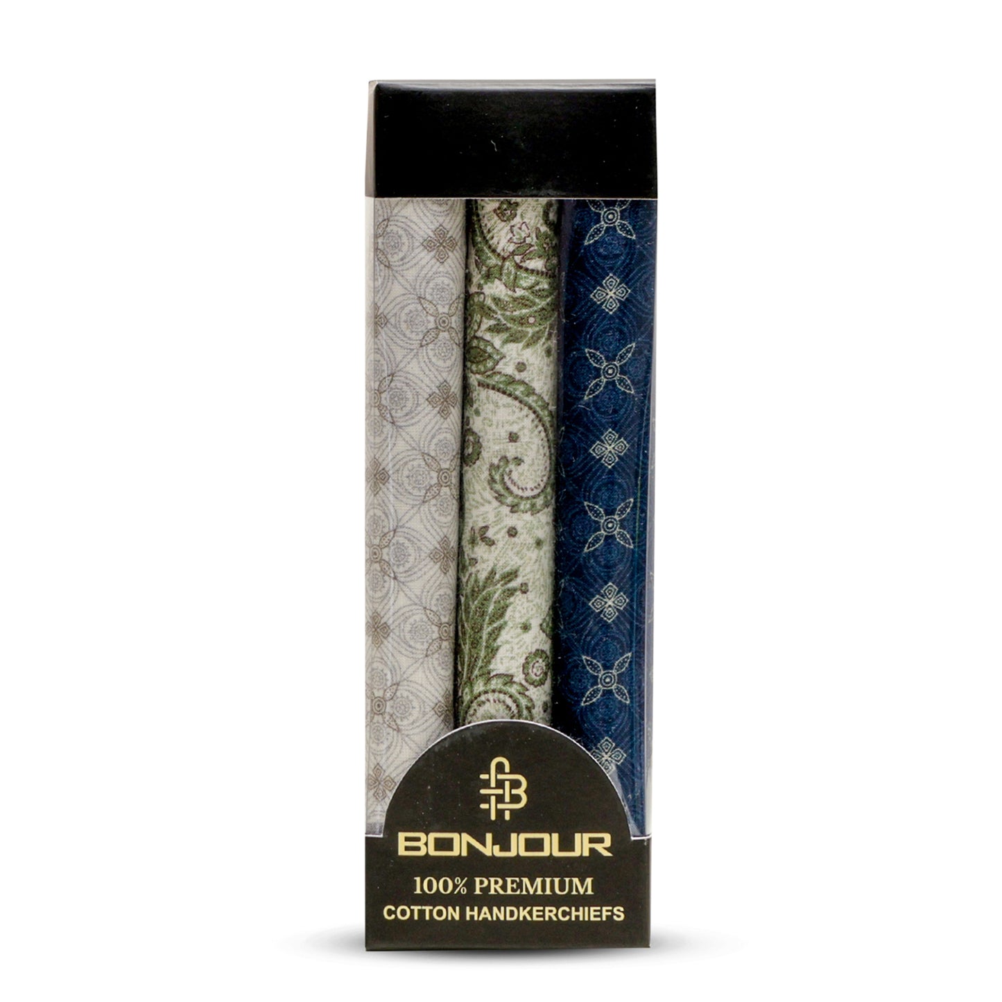 Silcora Men’s Cotton Handkerchiefs Pack of 3 (Color & Print May Vary)