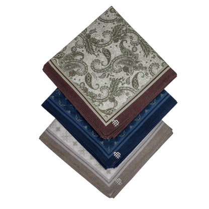 Silcora Men’s Cotton Handkerchiefs Pack of 3 (Color & Print May Vary)