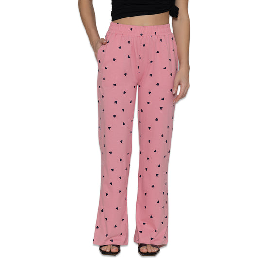 Women Printed Flared Pants - Pink