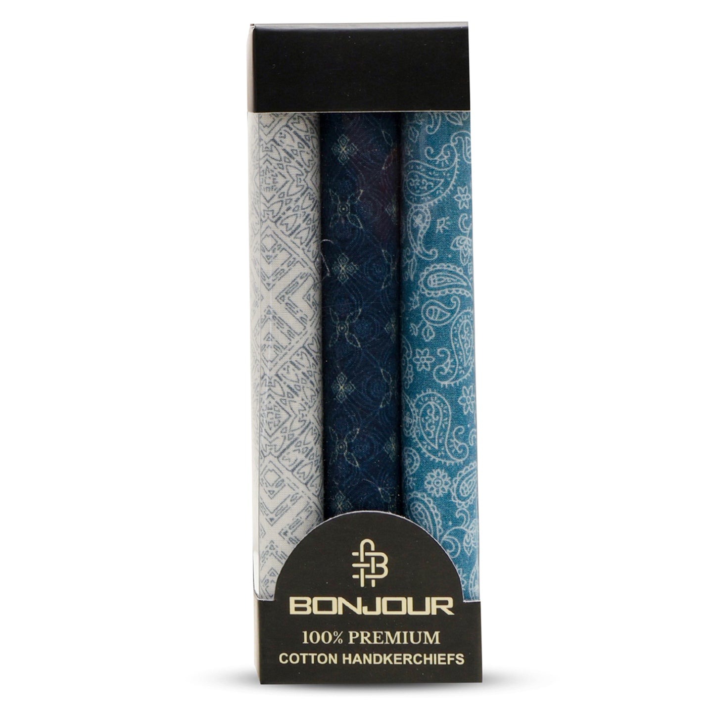 Silcora Men’s Cotton Handkerchiefs Pack of 3 (Color & Print May Vary)