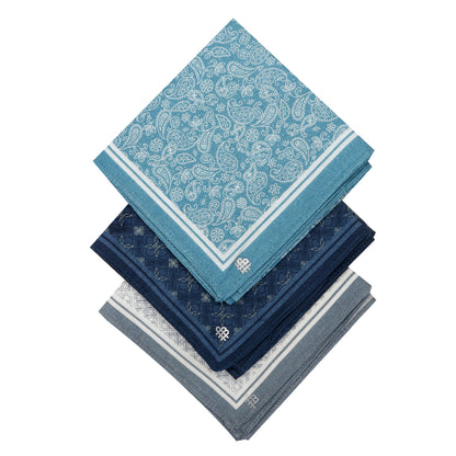 Silcora Men’s Cotton Handkerchiefs Pack of 3 (Color & Print May Vary)