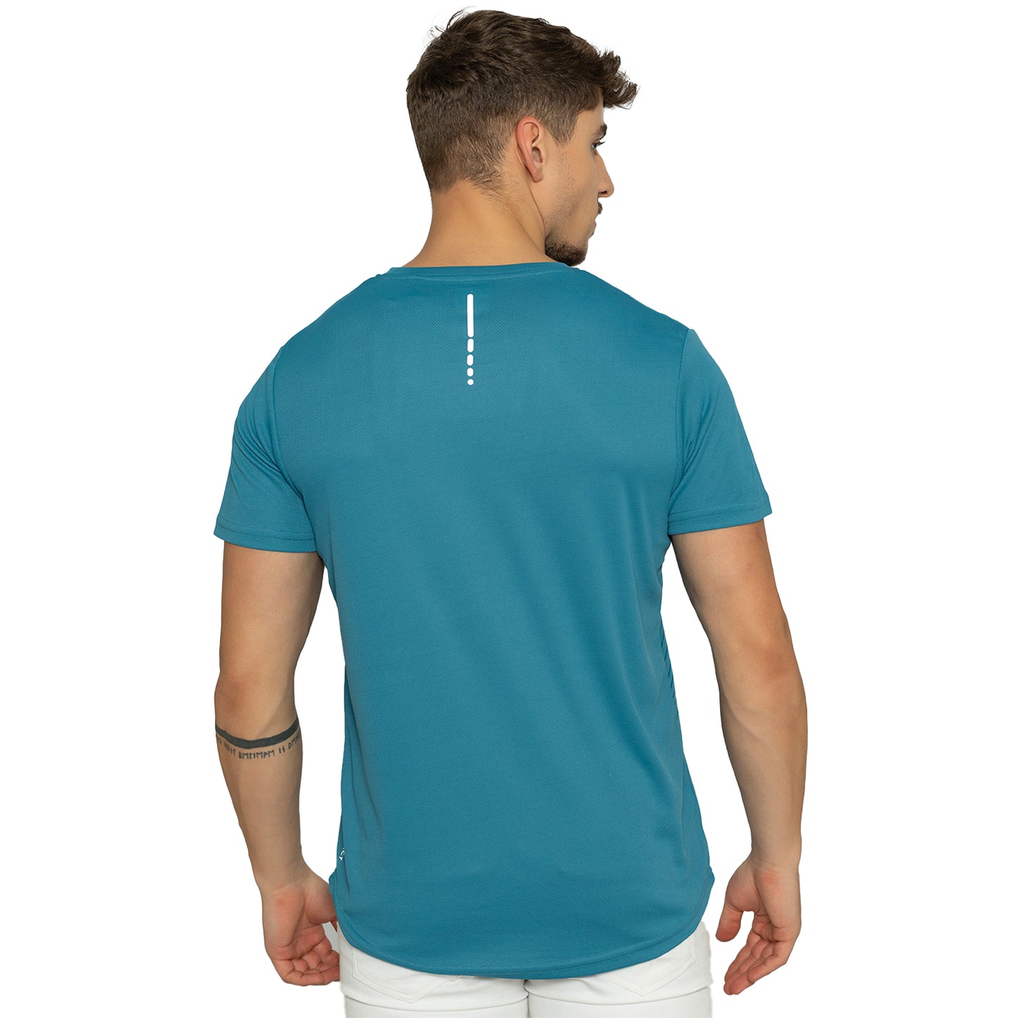 Men's Printed Round Neck T-Shirt - Steal Blue