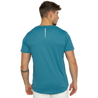 Men's Printed Round Neck T-Shirt - Steal Blue