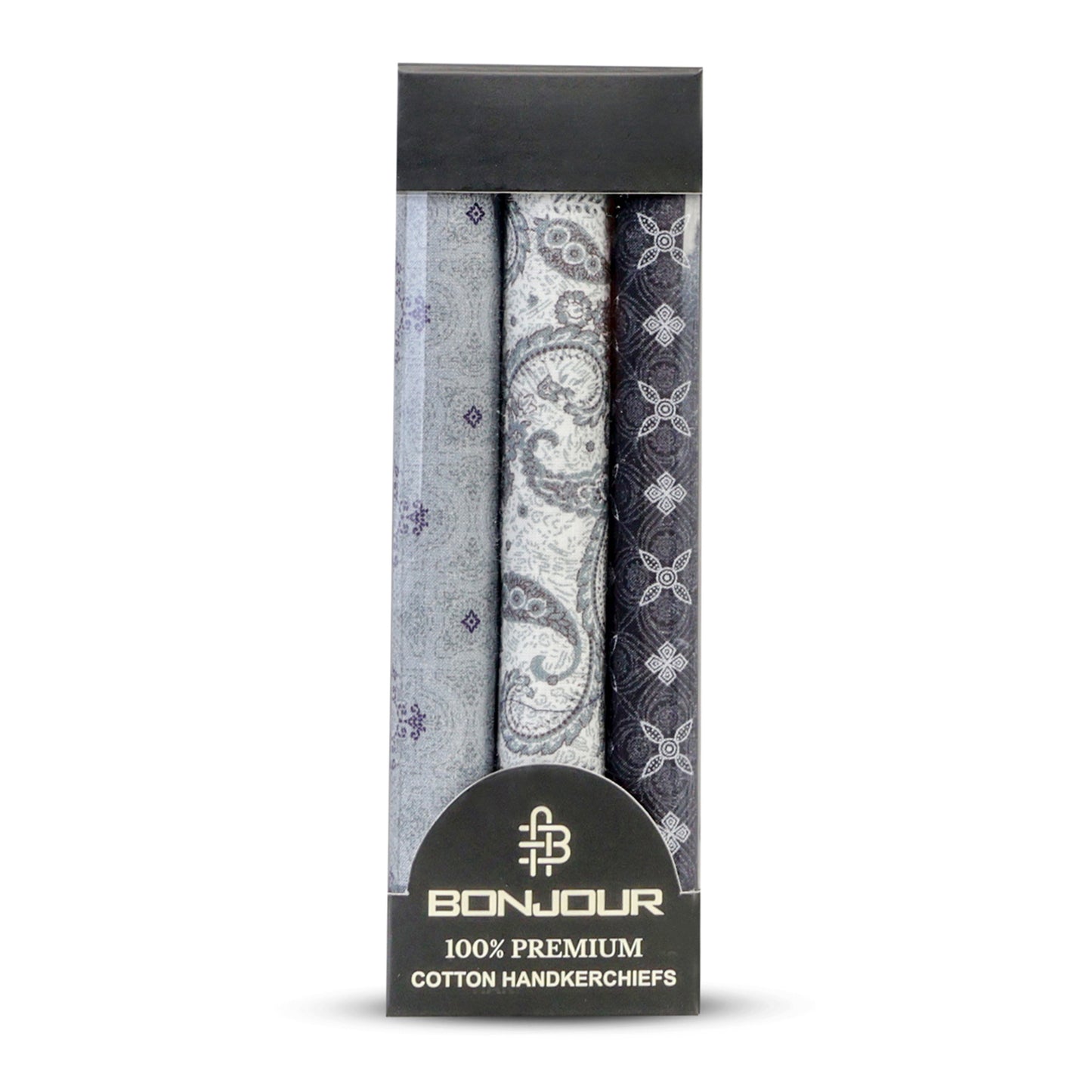 Silcora Men’s Cotton Handkerchiefs Pack of 3 (Color & Print May Vary)