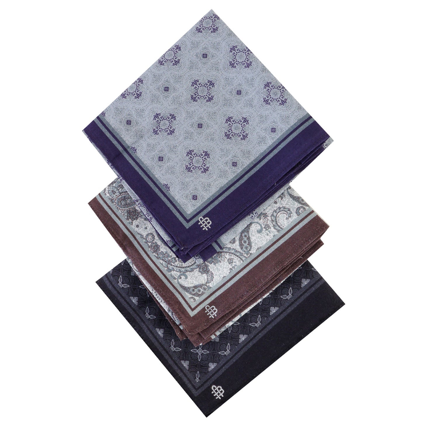 Silcora Men’s Cotton Handkerchiefs Pack of 3 (Color & Print May Vary)