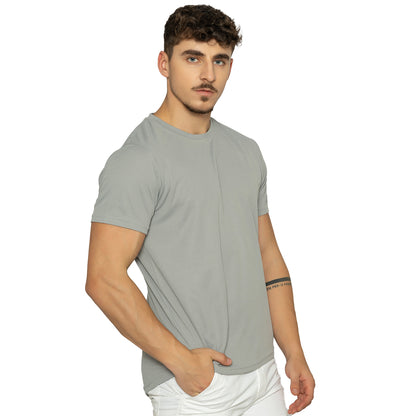 Men's Printed Round Neck T-Shirt - Lt-Grey