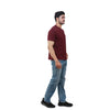 Deep Plum Round Neck Half Seleeve T-Shirt for Men