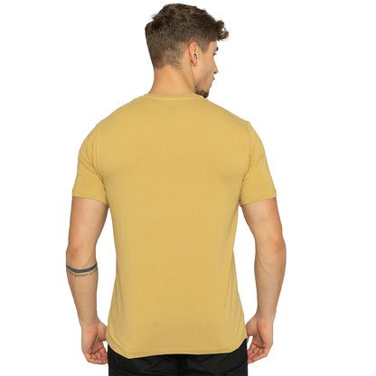 Warm Gold Round Neck Half Sleeves T-Shirt for Men