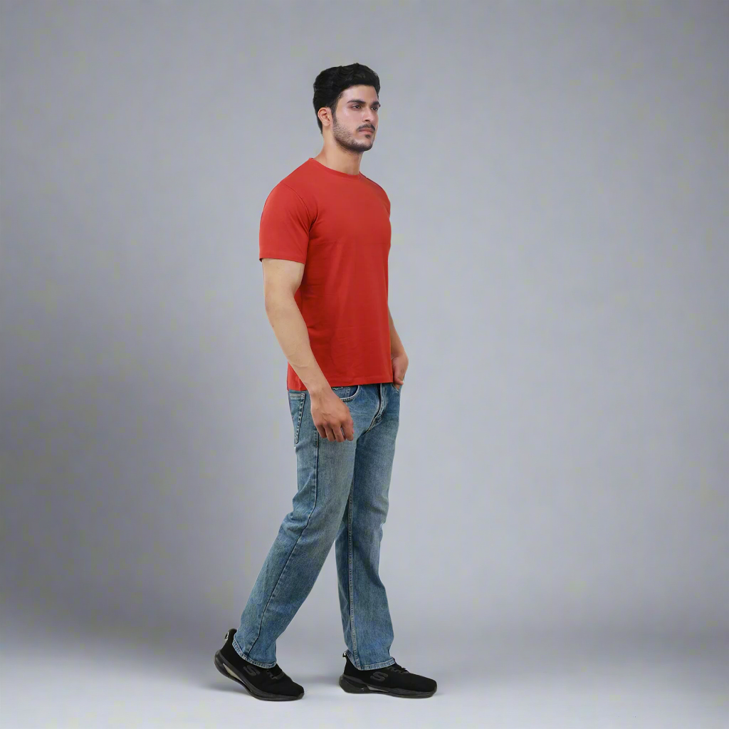 Baked Apple Round Neck Half Seleeve T-Shirt for Men