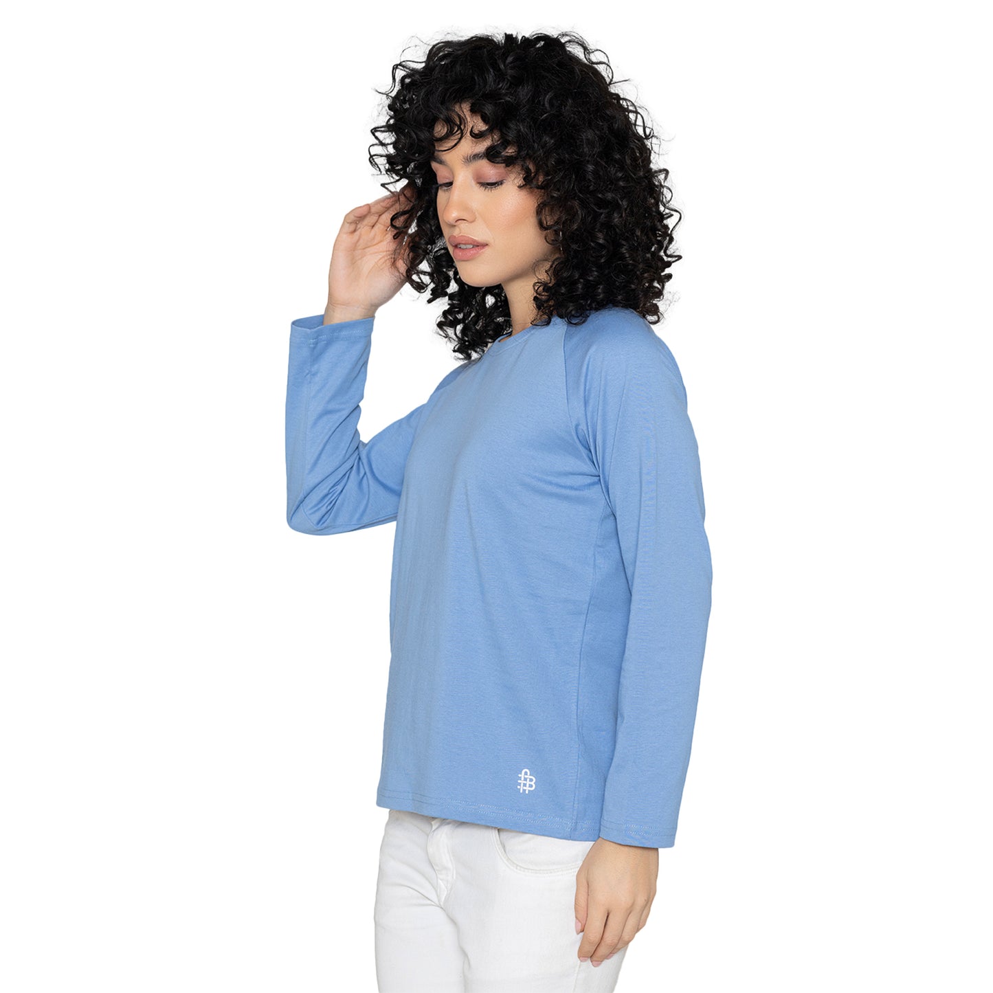 Women Round Neck Lounge Wear Printed Tee- Comfort Fit - Lt. Navy