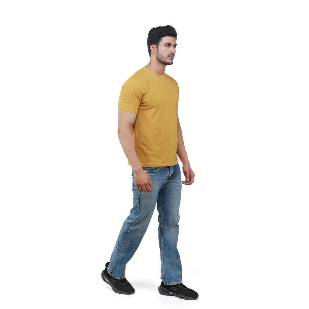Golden Men's Round Neck Solid T-Shirt
