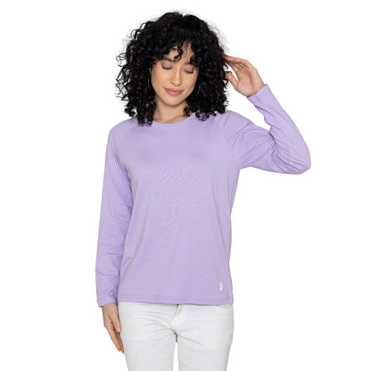 Women Round Neck Lounge Wear Printed Tee- Comfort Fit - Pastel lilac