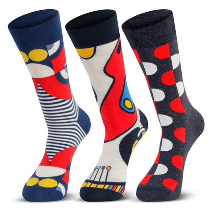 Men Optical Rhythm Designer Calf Length Socks (Pack of 3)