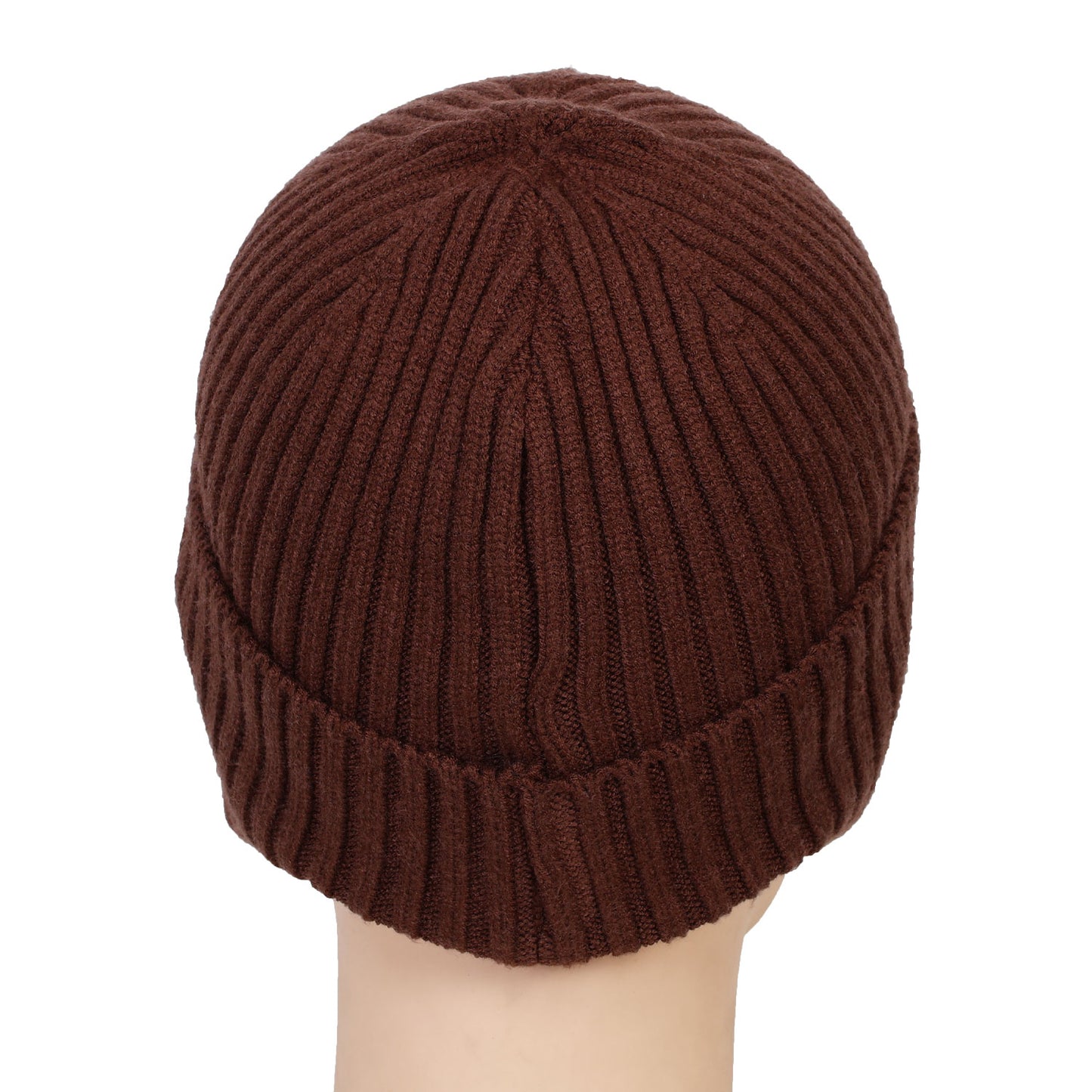 Unisex Ears Protection Woolen Beanie Cap (Brown)
