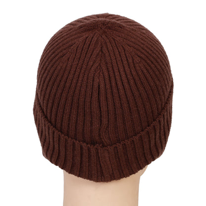 Unisex Ears Protection Woolen Beanie Cap (Brown)
