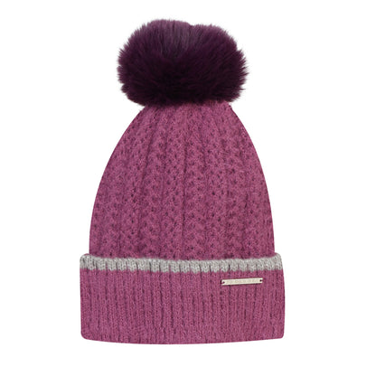 Women & Girls Pom-Pom Knitted Beanie Cap (Mouve)