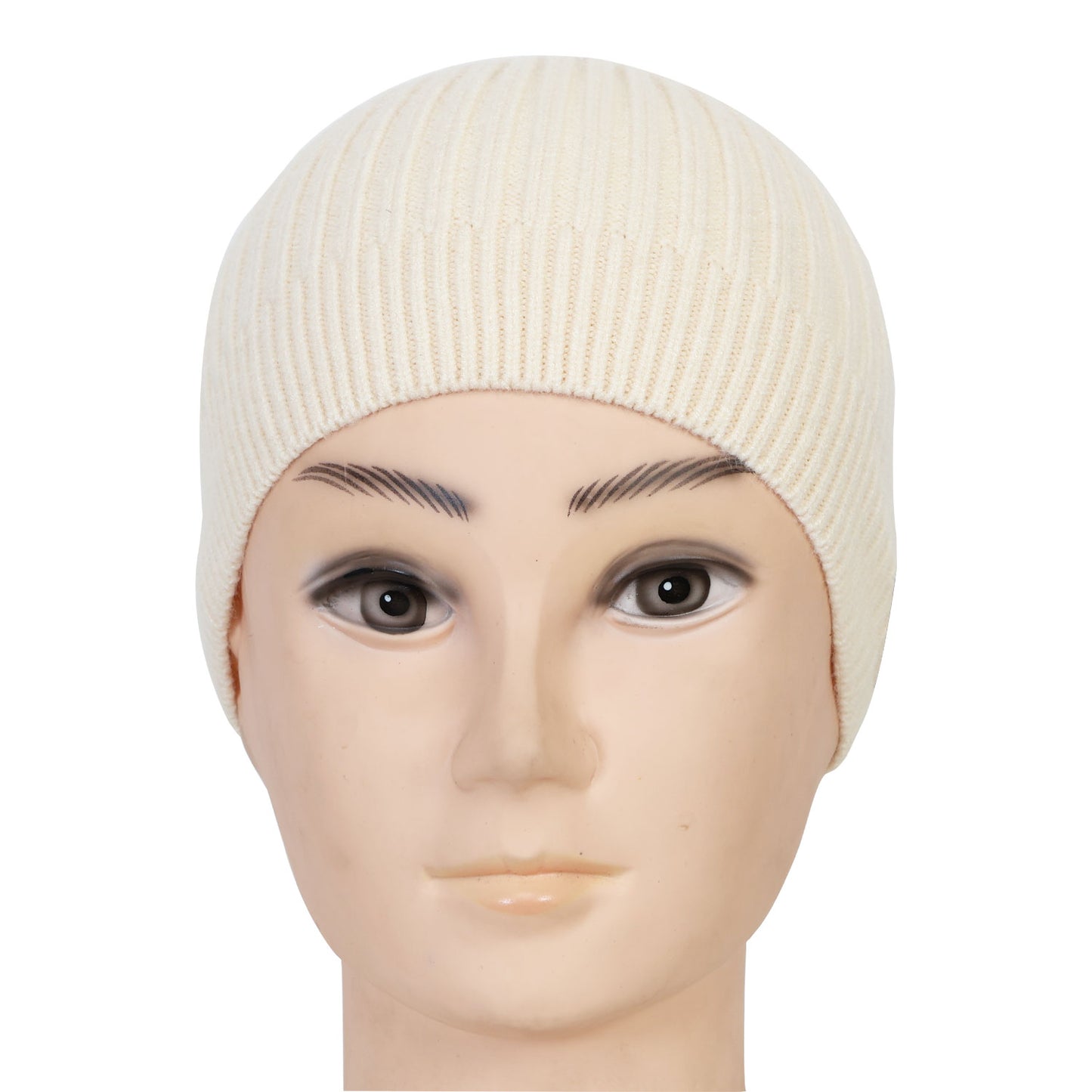 Unisex Woolen Winter Beanie Cap (Ivory)