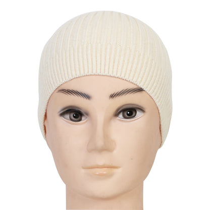 Unisex Woolen Winter Beanie Cap (Ivory)